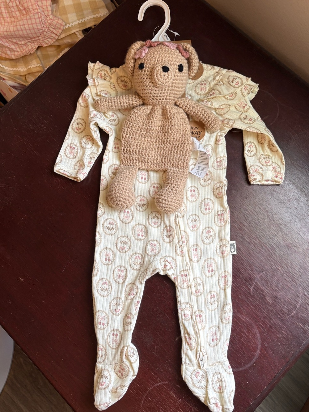 Organic Cotton Ribbed Footie Pajamas & Teddy Bear Set Baby Girl